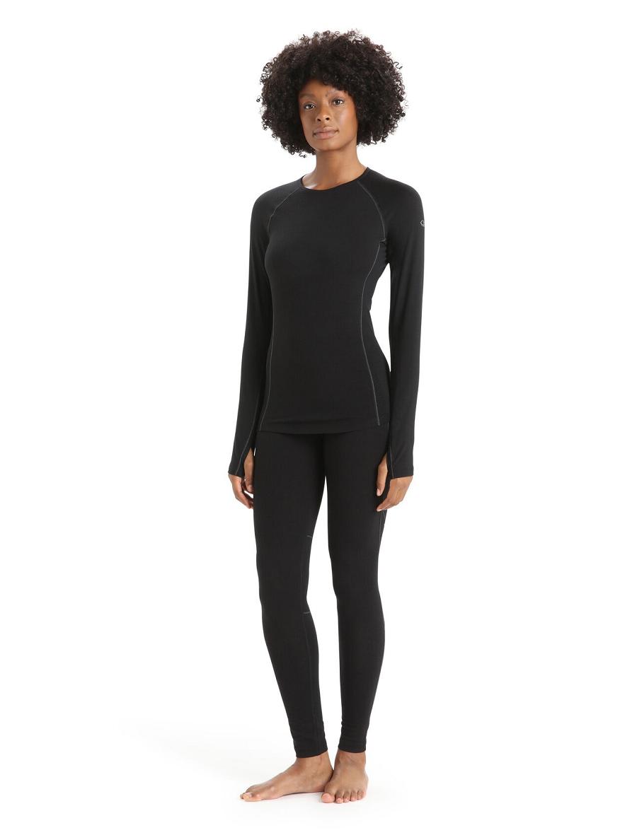 Women's Icebreaker BodyfitZone™ Merino 150 Zone Thermal Leggings Black | CA 1404HAPK